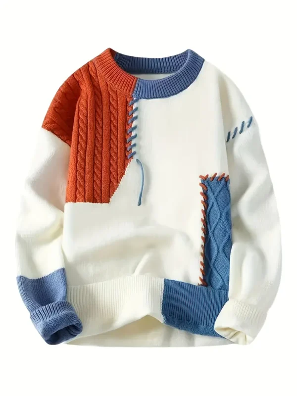 Men's Streetwear Color Block Knit Sweater
